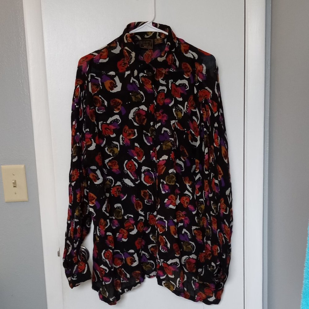 FOZY NEW YORK LADIES DRESS OUTFIT BLOUSE IS XL, SKIRT IS 'FREE SIZE'  100% RAYON